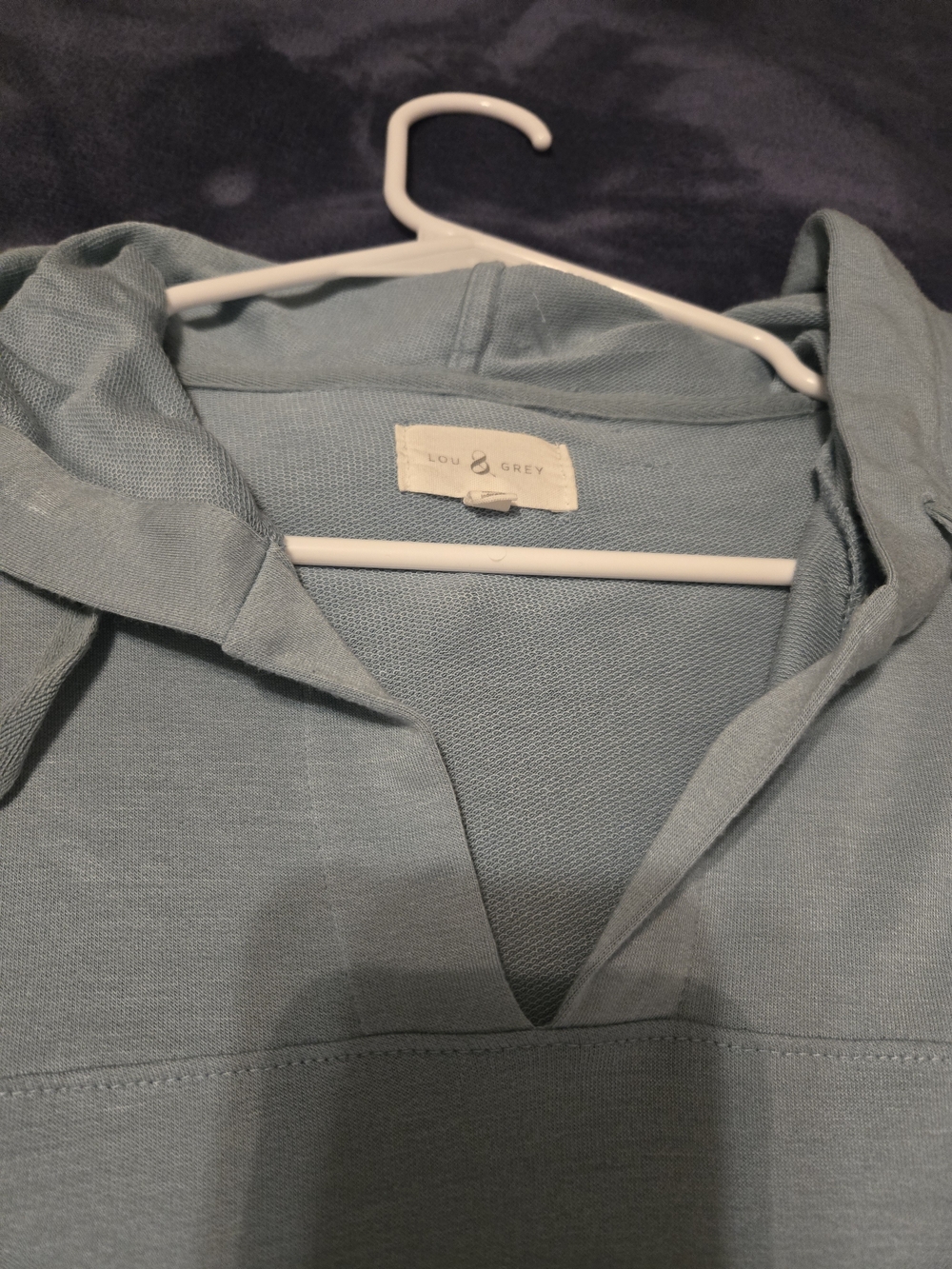 Lou & Grey Pale Blue Hooded V-Neck Top - Picture 3 of 4